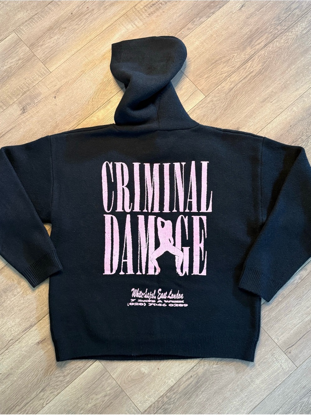 CRIMINAL DAGE Striptease Knitted Hoodie Sise Large